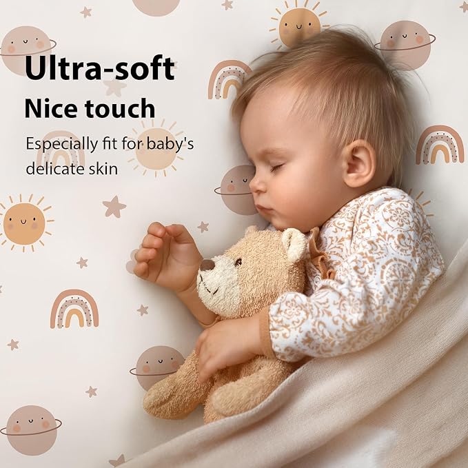 Baby Mini Crib Sheets Boy, Portable 38”x26” Pack and Play Sheets Fitted - Image 2