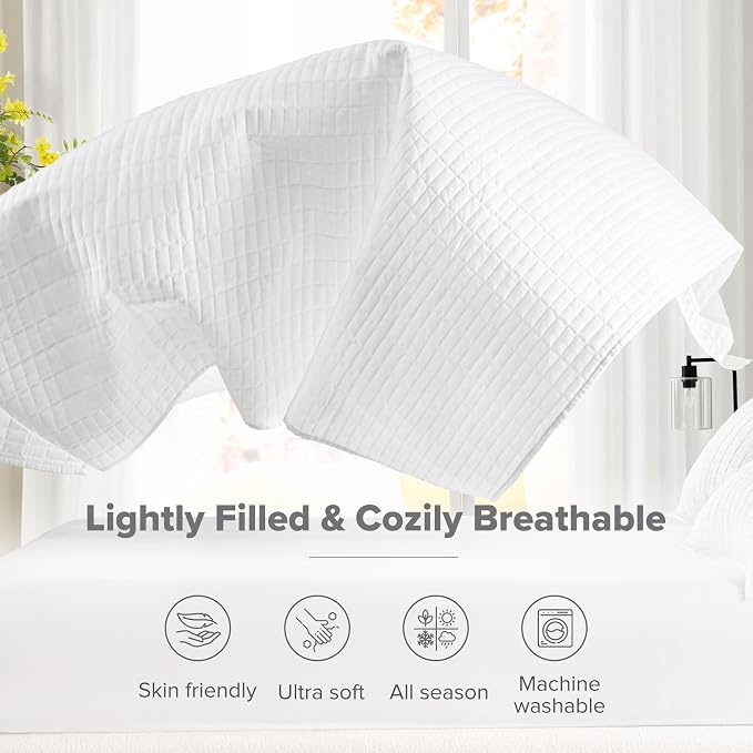 Comfort Spaces White Oversized Queen Quilt Set 102"x118" Bedspread Quilted - Image 4
