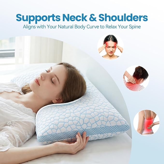 QUTOOL Cooling Pillows for Hot Sleeping, Shredded Memory Foam Pillows Standard - Image 7