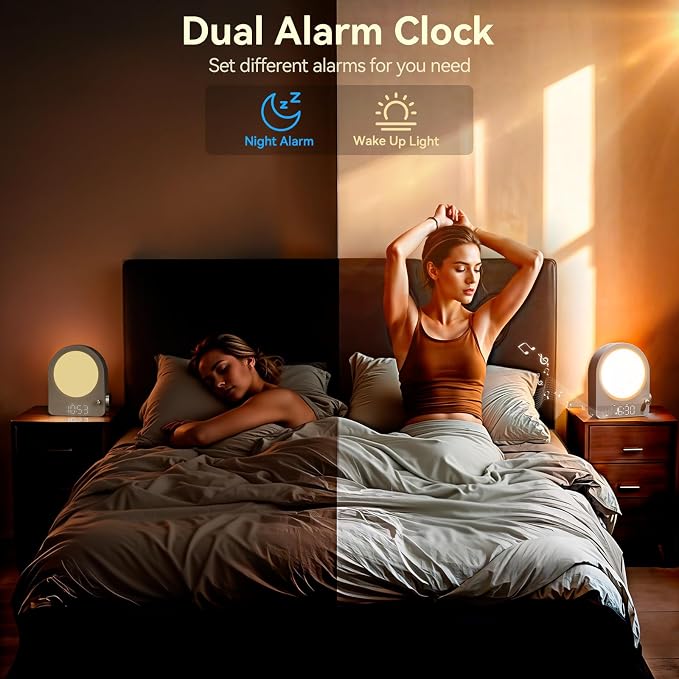 Vivilumens Sound Machine Alarm Clock, Gentle Sunrise Wake Up Light Alarm Clock - Image 9