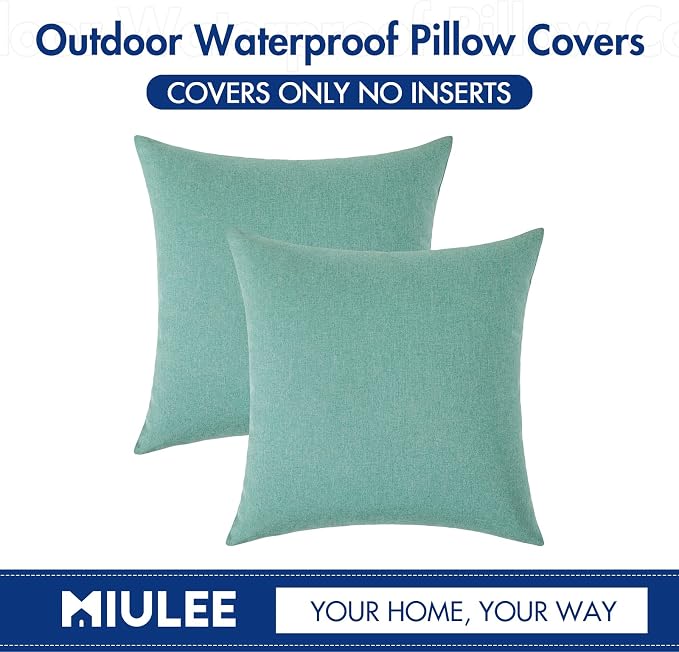MIULEE Pack of 2 Decorative Outdoor Solid Waterproof Throw Pillow Covers Spring - Image 6