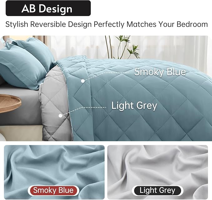 MUXHOMO 5 Pieces Twin Comforter Set, Reversible Bed in a Bag Twin Size - Image 3