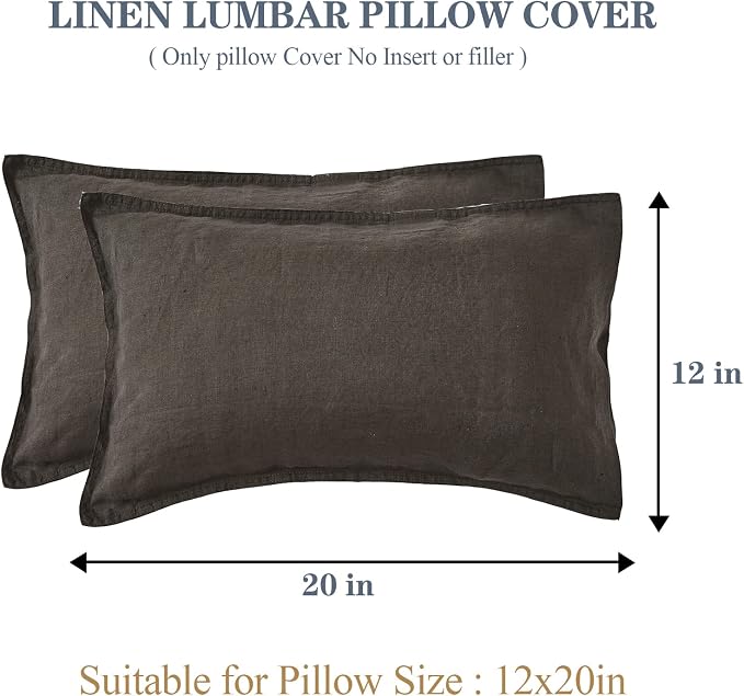Simple&Opulence 100% Linen Lumbar Pillow Cover 12 x 20 Inches Set of 2 - Image 4