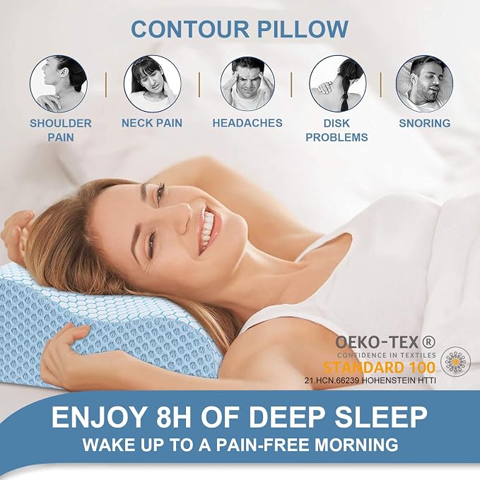 Anvo Memory Foam Pillow, Neck Contour Cervical Orthopedic Bed Pillow - Image 4