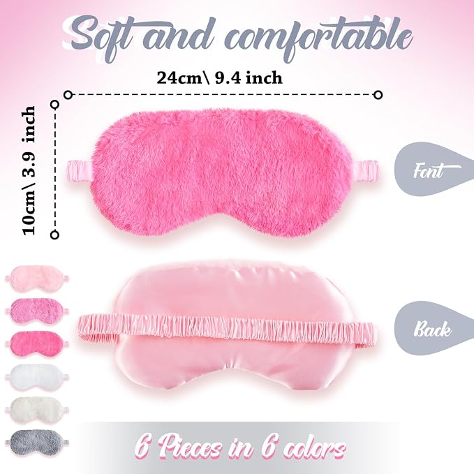 Cuffbow 6 Pack Plush Sleep Mask Set, Cute Plush Eye Masks - Image 2