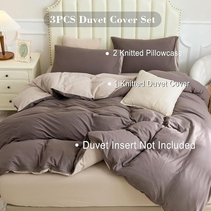 PURE ERA Jersey Knit Duvet Cover Set 100% T-Shirt Cotton Super Soft Comfy 3pc - Image 2
