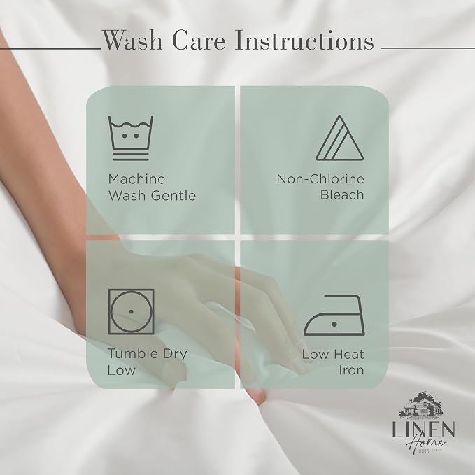 Linen Home 100% Cotton Percale Sheets Twin Size, Frosty Green, Deep Pocket - Image 5