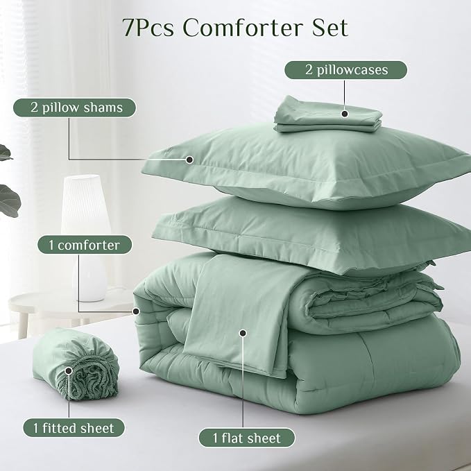 JOLLYVOGUE King Comforter Set, Ultra-Soft Bed in a Bag King Size 7 Pieces - Image 5