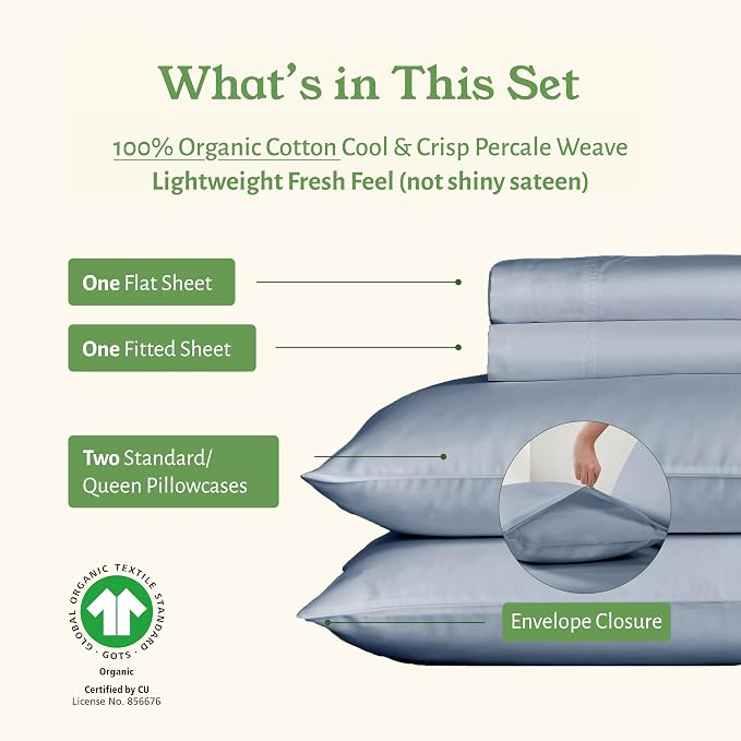California Design Den Soft 100% Organic Sheets Full Size Bed Set - Image 4