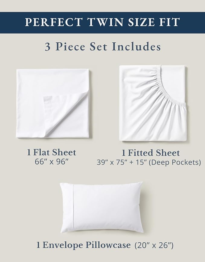 LANE LINEN 100% Organic Cotton Twin Sheets Set, Soft & Comfy Breathable Cotton - Image 4