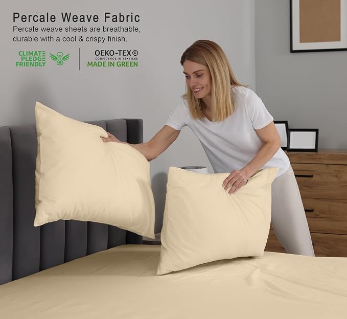 RUVANTI 100% Cotton Sheets – California King Percale Bedding, Cooling & - Image 3