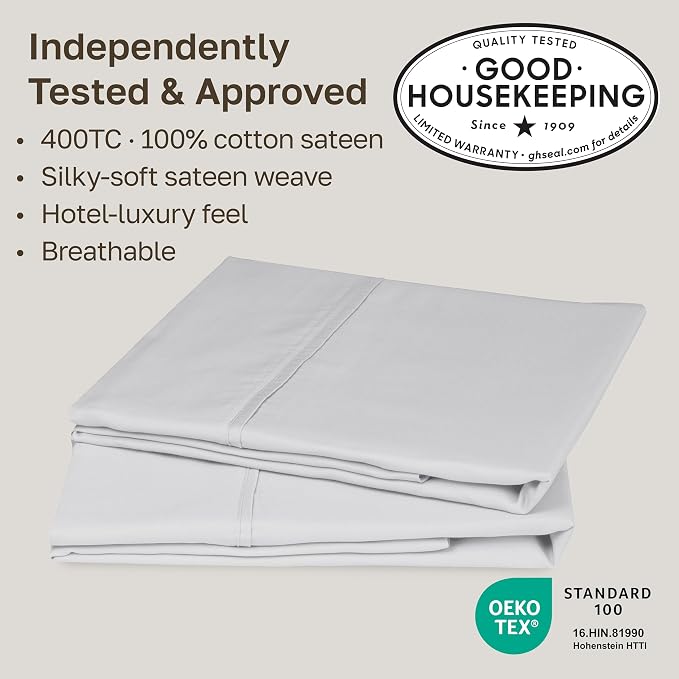 California Design Den Queen/Standard Pillow Cases Set of 2-400 Thread Count - Image 2