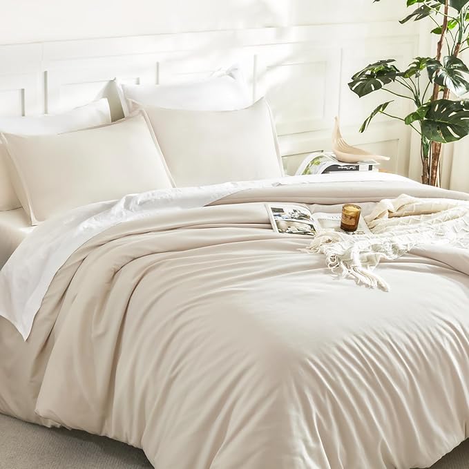 Litanika Twin/Twin XL Comforter Set Beige, 2 Pieces Lightweight Solid Bedding - Image 5