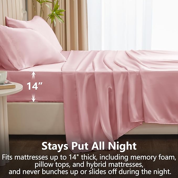 CozyLux Satin Sheets Queen Size Bed Set - Image 4