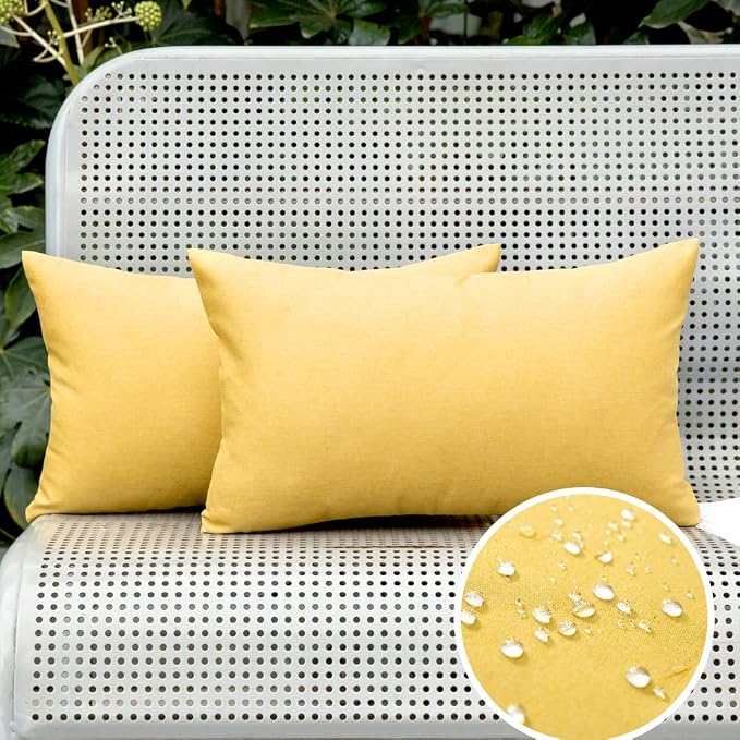 MIULEE Pack of 2 Decorative Outdoor Solid Waterproof Throw Pillow Covers Faux - Image 7