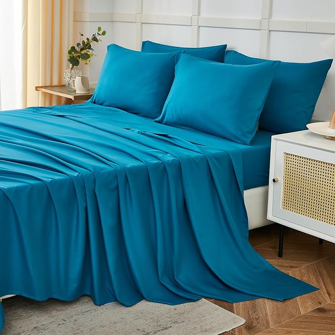 ILAVANDE Teal Queen Sheets Set 6 Piece, Hotel Luxury Super Soft 1800 Series by ILAVANDEforYourBedHome