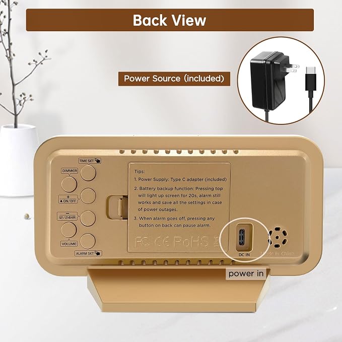 Peakeep Slim Digital Mirror Aesthetic Alarm Clock - Image 7