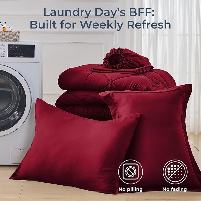 HEVUMYI Red Twin-XL Comforter Set - Image 7