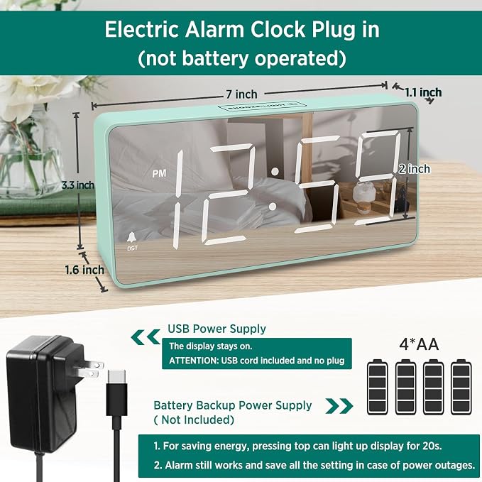 Peakeep Digital Clock, Alarm Clock Battery Backup Powered - Image 2