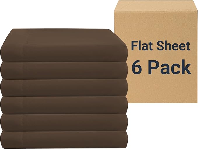 ZPECC Twin Flat Sheet Only 6 Pack, Durable Brown Top Bed Sheets Hypoallergenic by ZPECC-ABrandThatHasBeenFocusedOnBabyProductsFor18Years