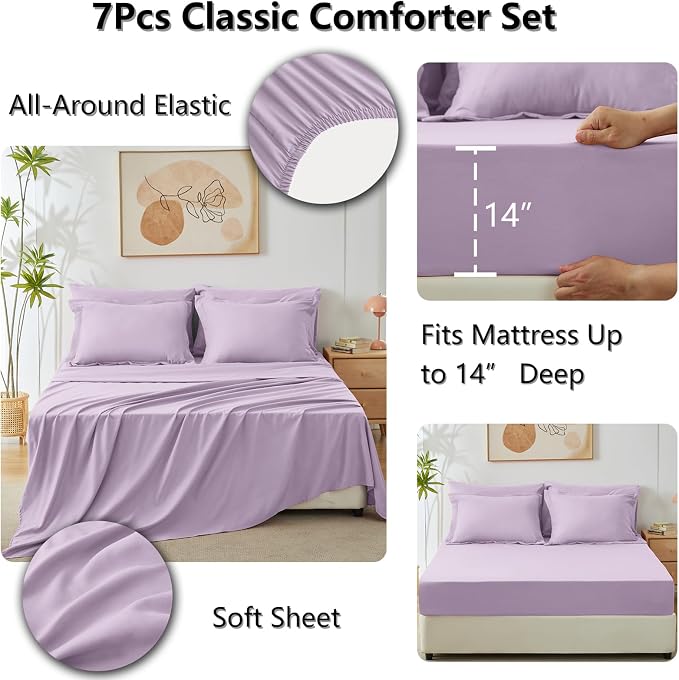 CozyLux Queen Comforter Set Light Purple - Image 5