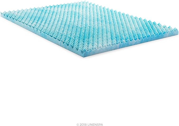 Linenspa 3 Inch Gel Memory Foam Mattress Topper – Egg Crate Style, Reversible - Image 4