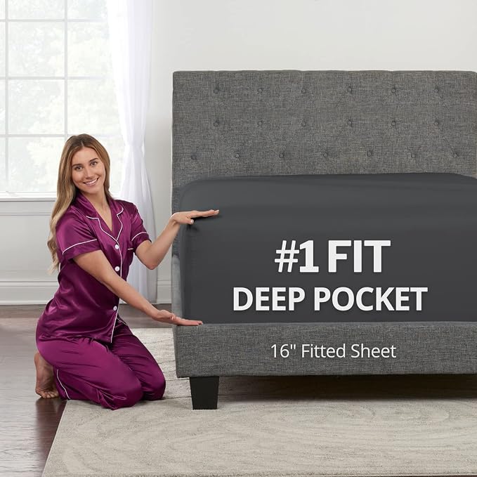 Kids Twin Fitted Sheet Only – Real 16” Twin Deep Pocket Fitted Sheet Fit by DeaLuxeBedding