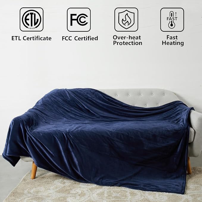 Tefici Electric Heated Blanket Twin, Super Cozy Soft 2-Layer Flannel 62" x 84" - Image 2