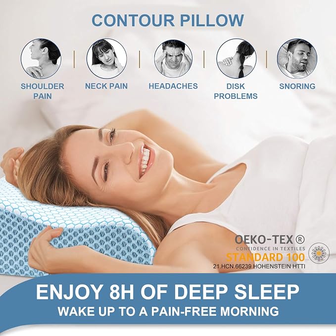 Anvo Memory Foam Pillow, Neck Contour Cervical Orthopedic Bed Pillow - Image 4