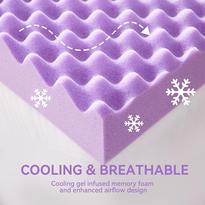SINWEEK 2 Inch Egg Crate Memory Foam Mattress Topper Twin Size, Soft Mattress - Image 3