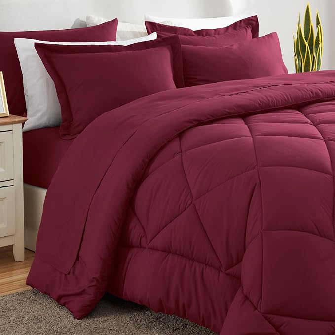 CozyLux Full Size Comforter Sets Burgundy - Image 8
