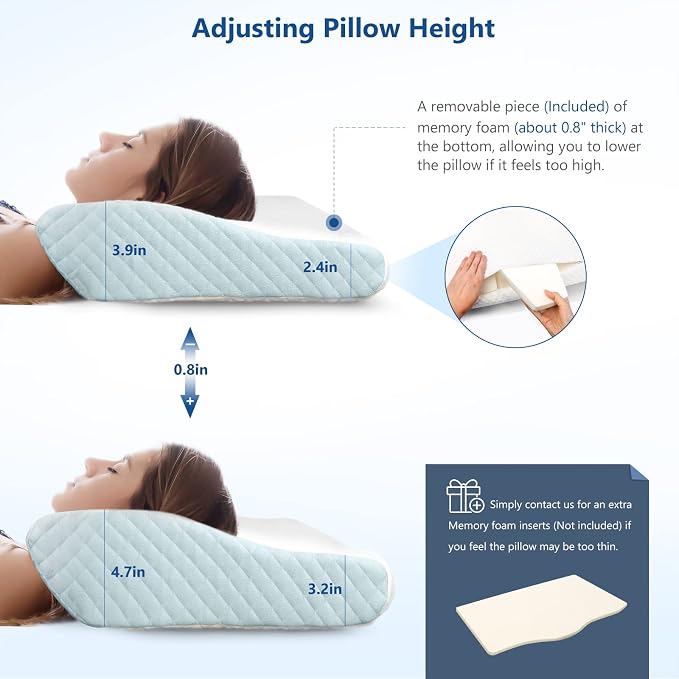 ZAMAT Memory Foam Pillow for Neck Pain Relief, Adjustable Ergonomic Cervical - Image 4