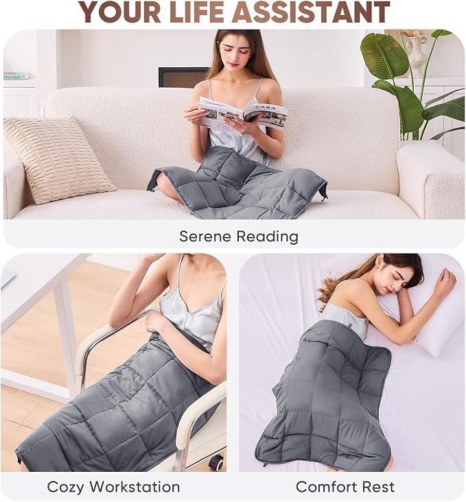 Weighted Lap Blanket for Adults 5lbs, Portable Travel Weighted Blankets - Image 6