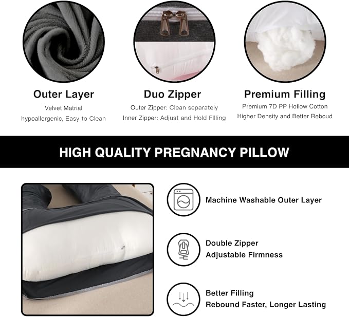 ALLOPERA Pregnancy Pillow, Full Body 57 Inch Maternity Pillow - Image 4