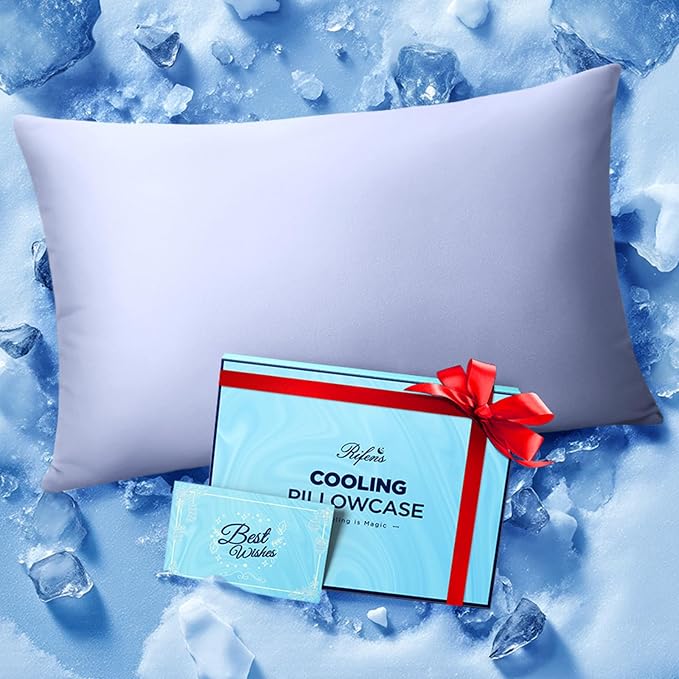 Ice Cooling Pillowcase for Hot Sleepers, Instantly Cool, Stays Cold All Night by Rifens