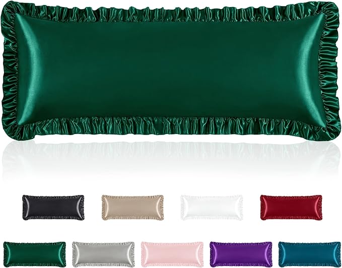 Homiest Ruffle Satin Body Pillow Cover, Silky Satin Body Pillowcase by Homiest
