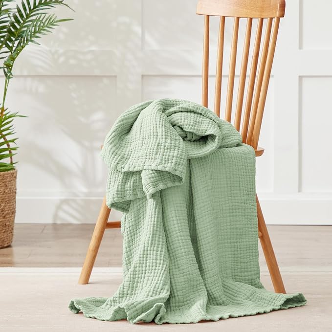 100% Cotton Muslin Blanket 50" x 60", Breathable and Lightweight Cotton Throw - Image 2