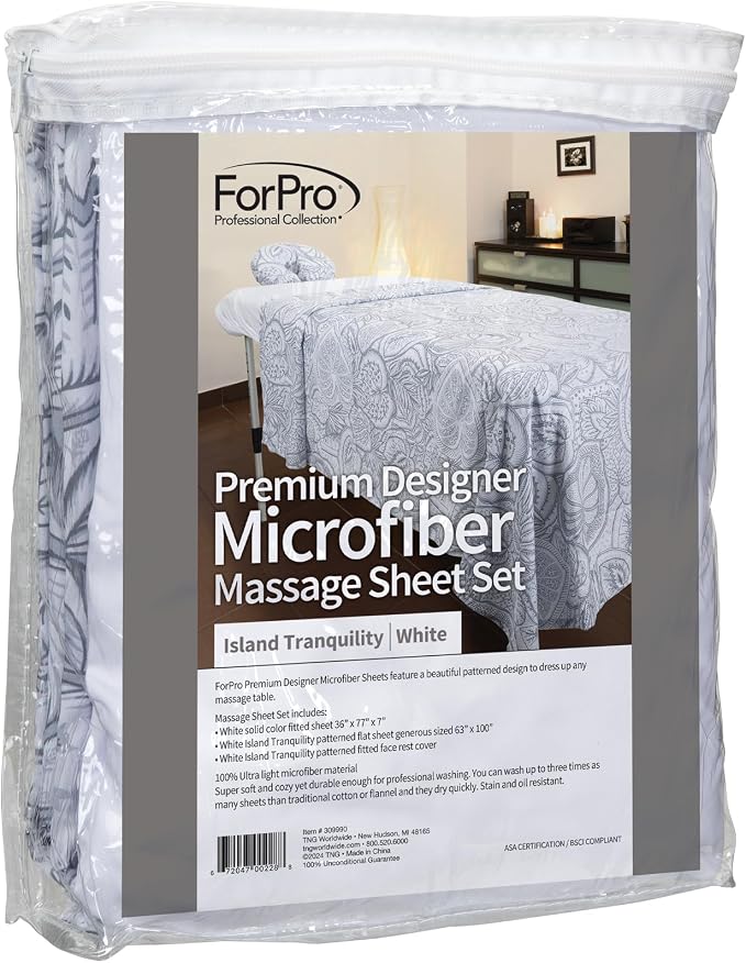 ForPro Premium Designer Microfiber 3-Piece Massage Sheet Set, Island Tranquility - Image 4