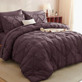 CozyLux Full Size Comforter Sets Cocoa Powder, 7 Pieces Pintuck Bed in A Bag by CozyLux