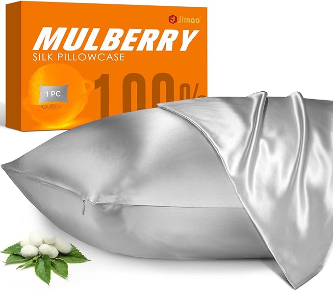100% Mulberry Silk Pillowcase for Hair and Skin, 22 Momme Pure Natural Silk by JJIMOO