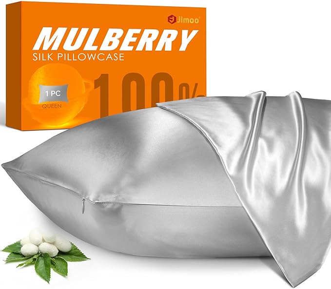 100% Mulberry Silk Pillowcase for Hair and Skin, 22 Momme Pure Natural Silk by JJIMOO