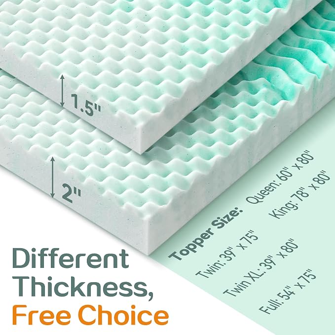 SINWEEK Mattress Topper Memory Foam Mattress Topper 2 Inch Queen Soft Mattress - Image 8