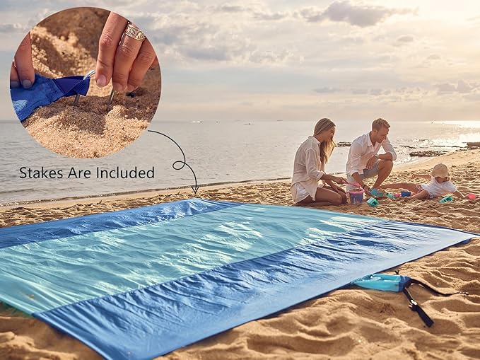 WEKAPO Beach Blanket Sandproof Waterproof, Extra Large Beach Mat, Oversized & - Image 6