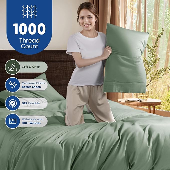 SONORO KATE 100% Egyptian Cotton Duvet Cover King Size, 1000 Thread Count - Image 3