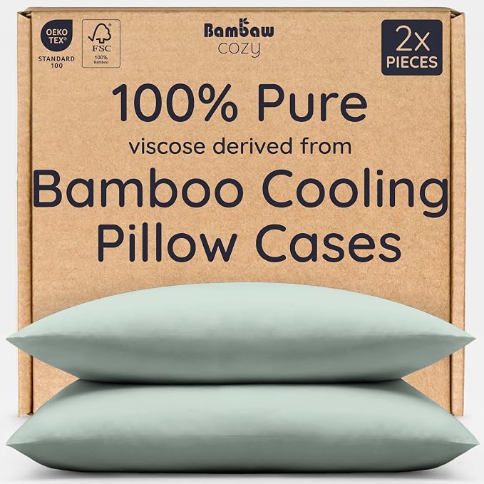 Bambaw 100% Viscose Derived from Bamboo Pillow Cases Queen Size Set of 2 by Bambaw