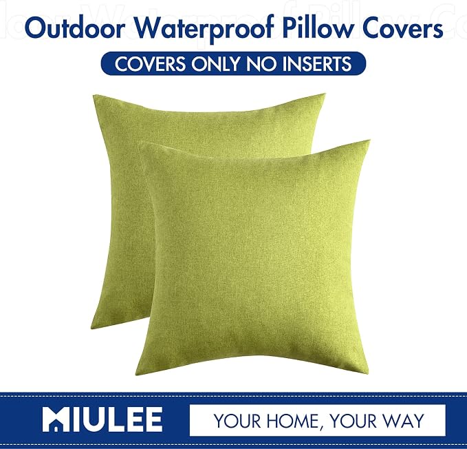 MIULEE Pack of 2 Decorative Outdoor Solid Waterproof Throw Pillow Covers Spring - Image 6