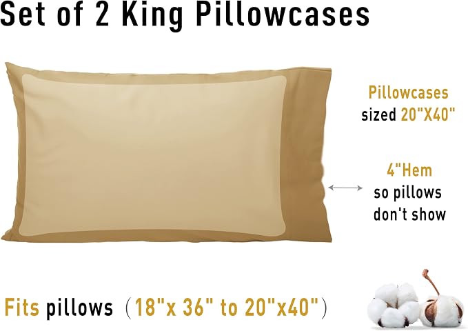 Sunflower King Pillowcases Set of 2, 100% Cotton King Size Pillow Cases 2 - Image 8