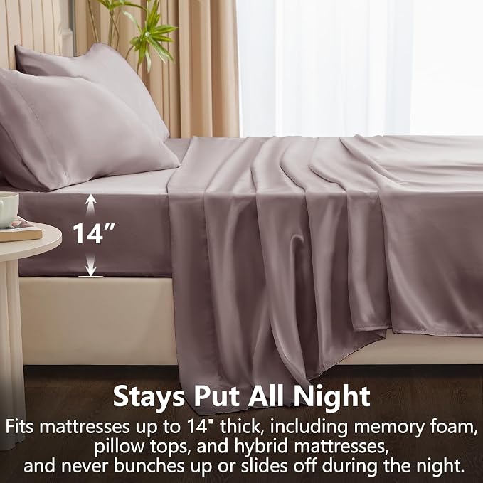 CozyLux Satin Sheets Queen Size Bed Set - Image 4