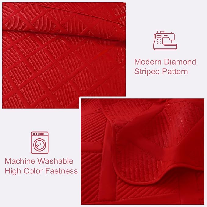 Exclusivo Mezcla Oversized King Quilt Set- Red Cal King Quilts Bedding Set - Image 5