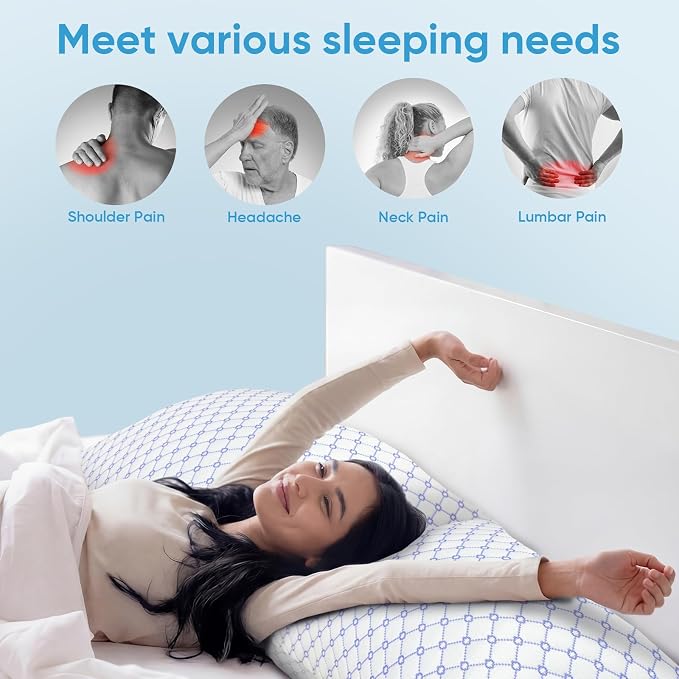 OAISZ Cooling Pillow Standard Size 2 Pack, Shredded Memory Foam Bed Pillows - Image 3
